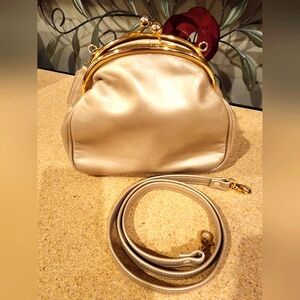 Jacqueline Ferrar Gold and Cream Clutch